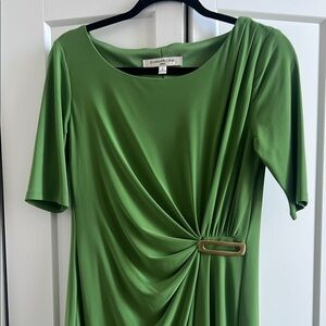 Evan Picone Green Ruched Sheath Dress